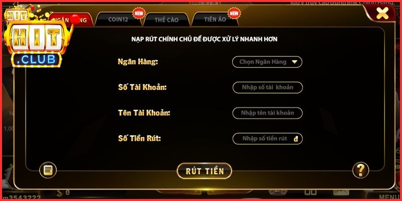 Nạp Rút Tiền taiHitclub 2 Đa dạng các phương thức nạp rút để lựa chọn